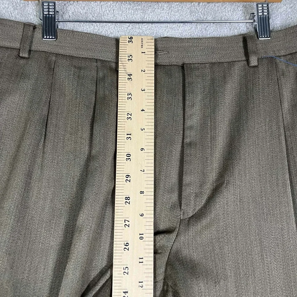 Lauren Ralph Lauren Mens Brown Wool Pleated Cuffed Dress Pants 38x30 Fits 37x29